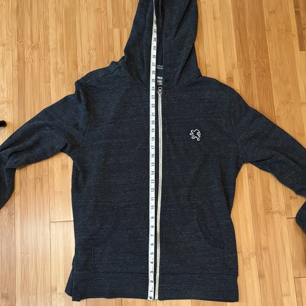 Express Dark Gray Hooded Zip-Up Sweater